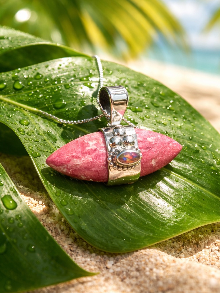 Pink Thulite Opal Necklace 67$